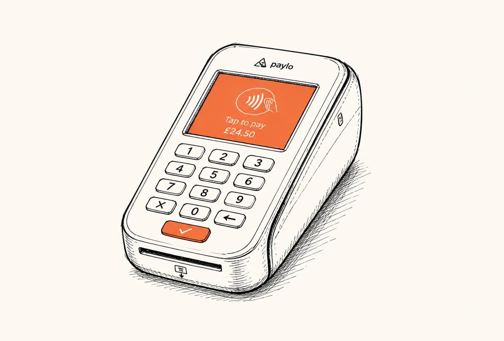 Hand-drawn illustration of a card payment terminal